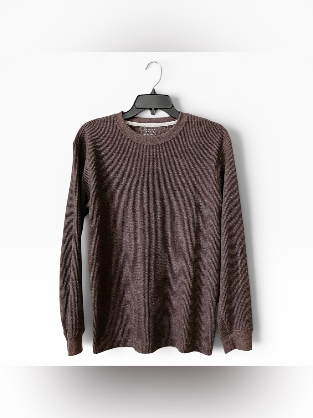 American Eagle Waffle Knit Thermal Shirt Mens Size XS Brown Long Sleeve Standard